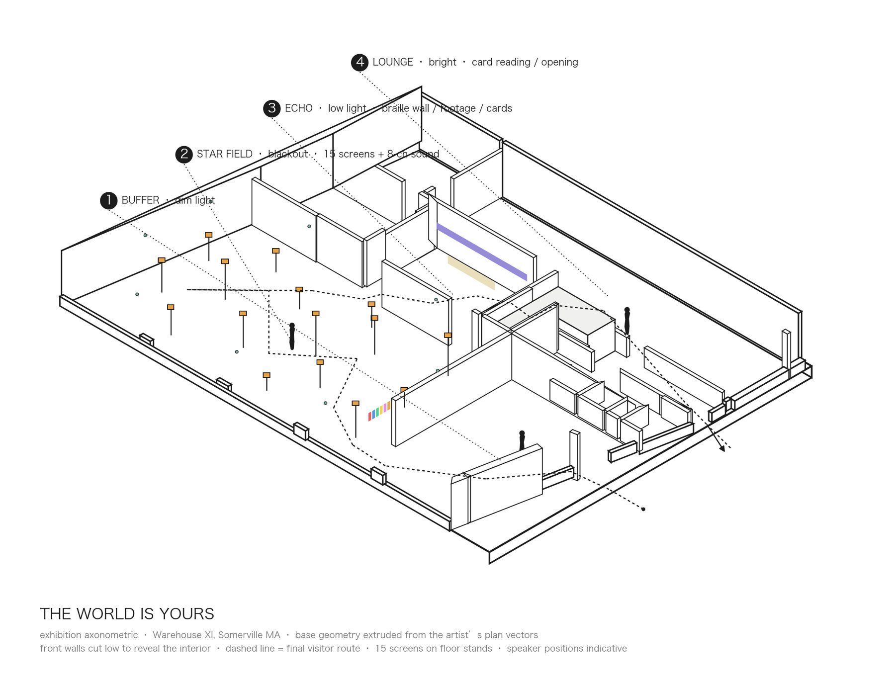 Axonometric drawing of the exhibition build.
